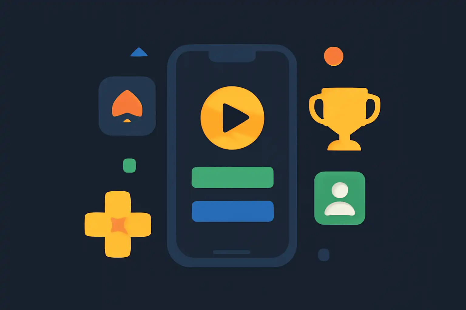 Hero illustration: 13L Game, modern flat design, dark background, brand-neutral, icons and shapes only, no text